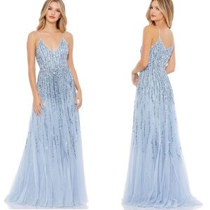 Mac Duggal NEW EMBELLISHED V NECK SLEEVELESS COLUMN GOWN Size 2